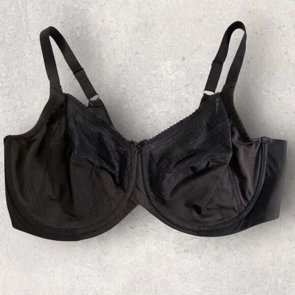 Lilyette Minimizer Bra 42DD Lace Trim Underwire 0434 Black - Picture 1 of 10